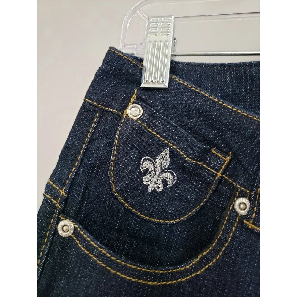 NEW Embroidered Rhinestone BONGO y2k vintage 90s flare jeans dark wash junior 15
